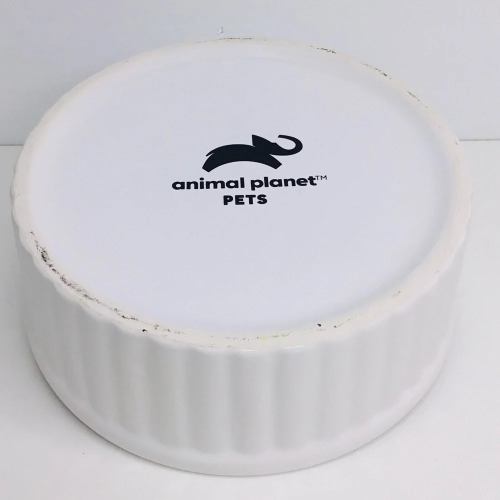 Pet Bowl WOOF White Ceramic Animal Planet New 6” x 2”